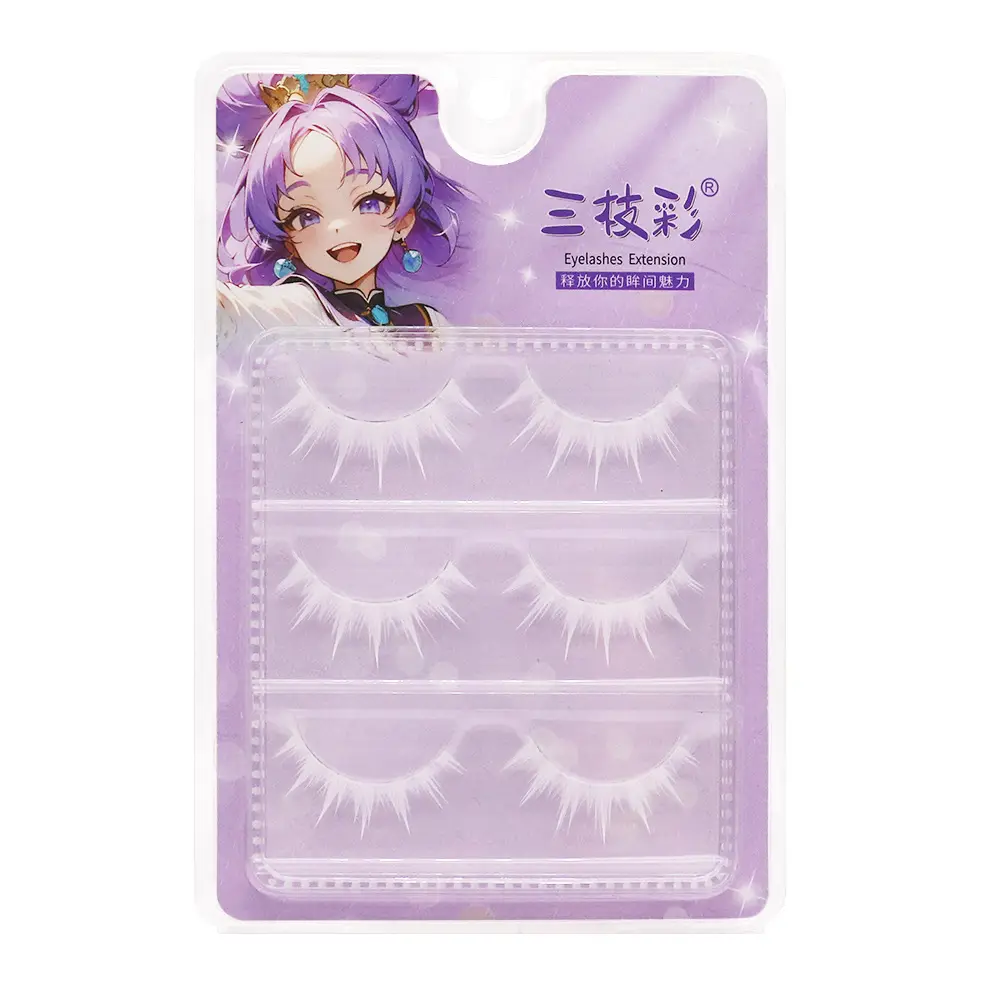 Double Eyelid False Lashes White Natural Short Blooming - Image 3