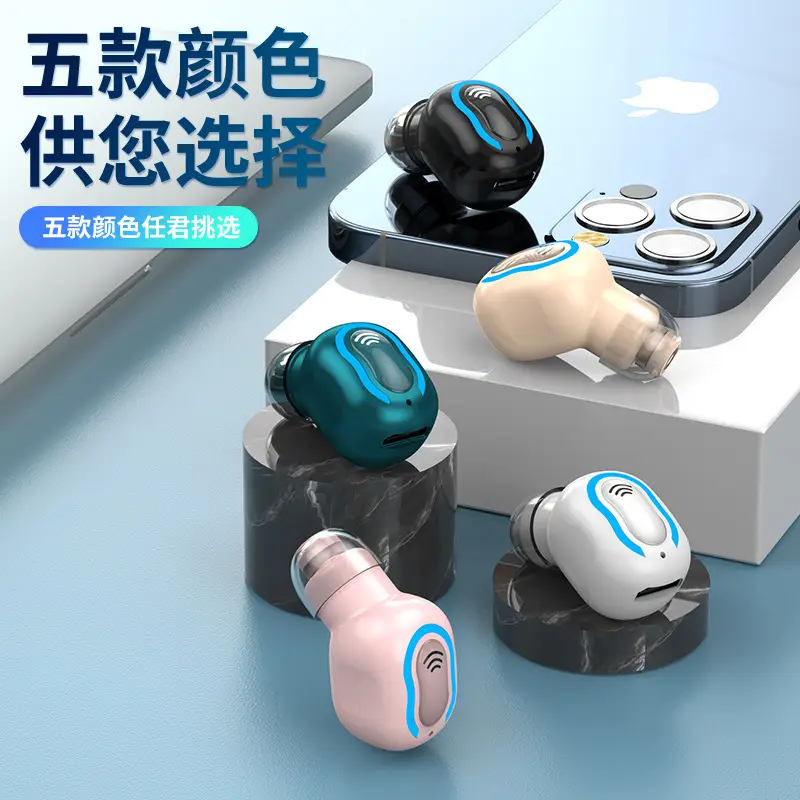 Mini Invisible Bluetooth Headset with Blue Light