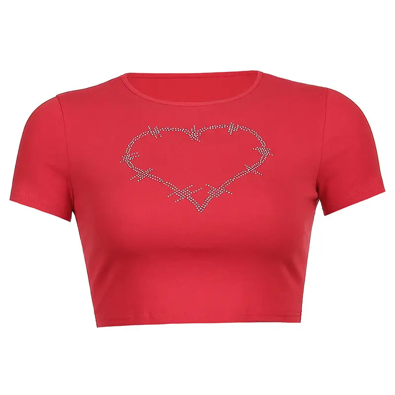 Black Heart Embroidered Women's T-Shirt - Image 2