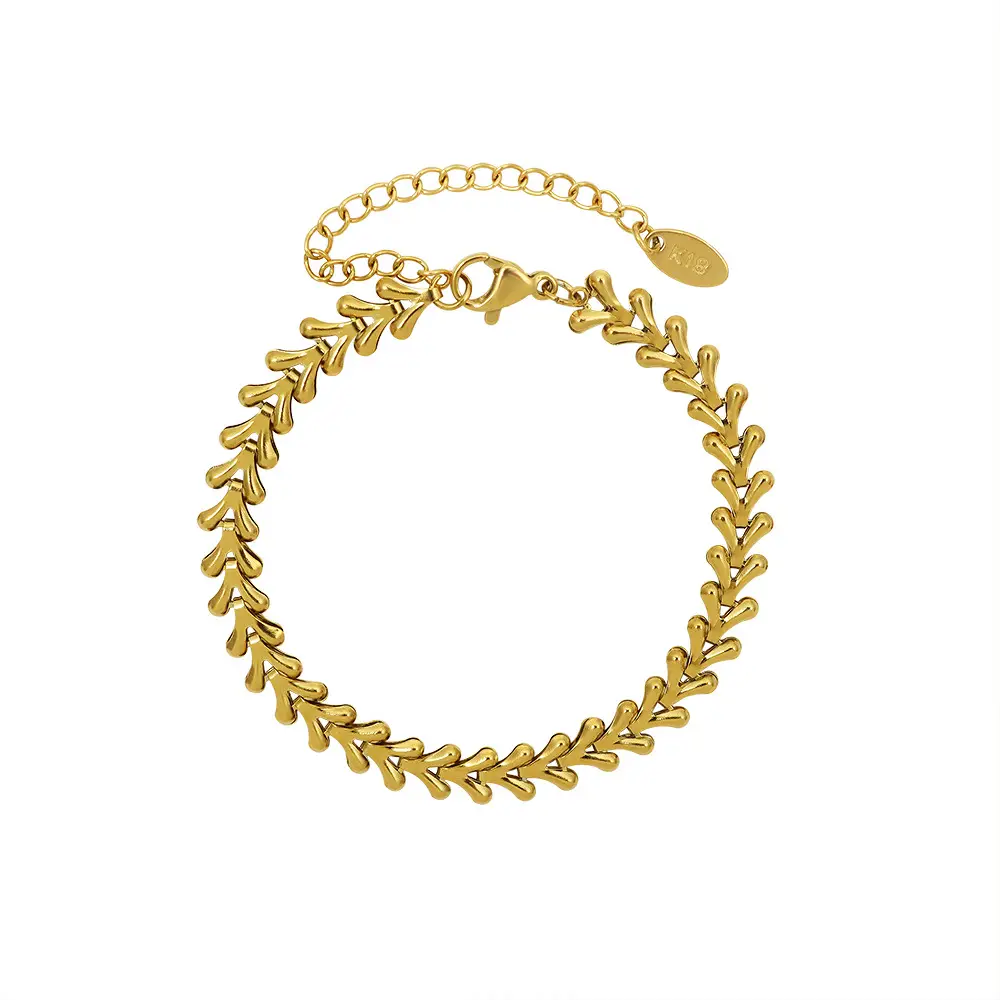 18K Gold Necklace Collarbone Chain Bracelet Set