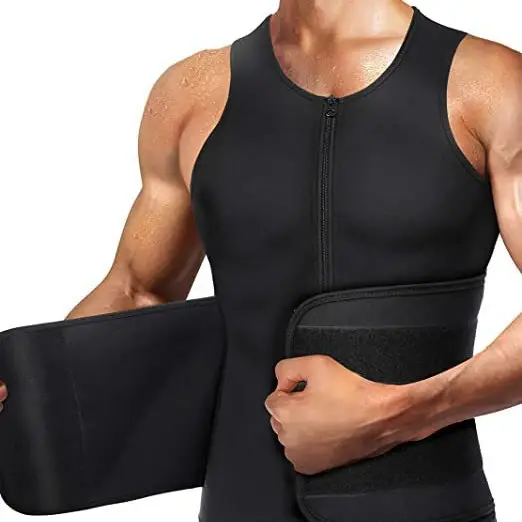 Men's Black Neoprene Waist Trainer Vest Belt Shapewear