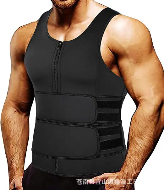 Men's Black Neoprene Waist Trainer Vest Belt Shapewear