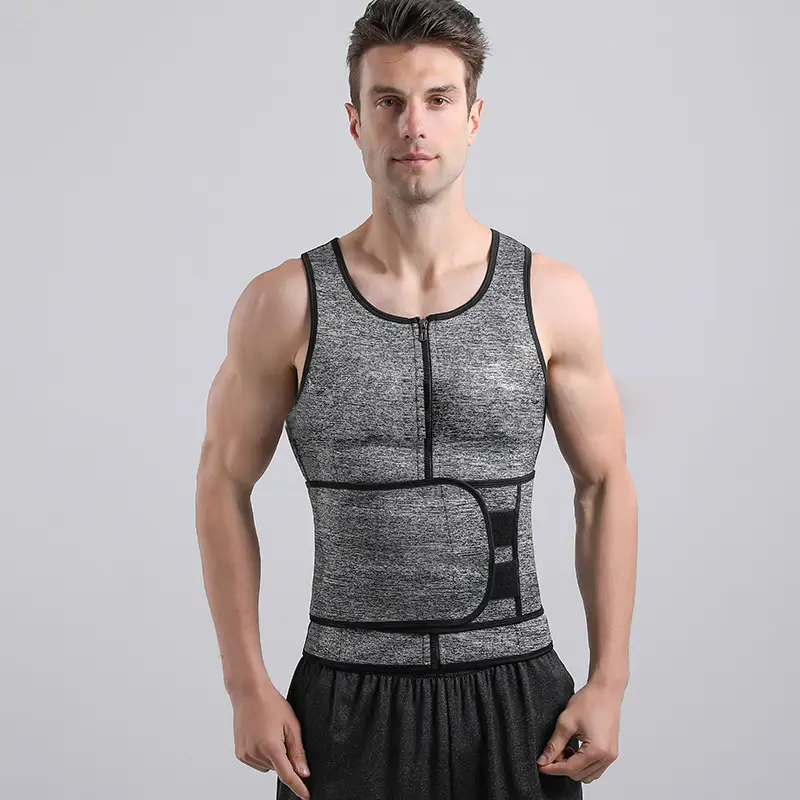 Men's Black Neoprene Waist Trainer Vest Belt Shapewear