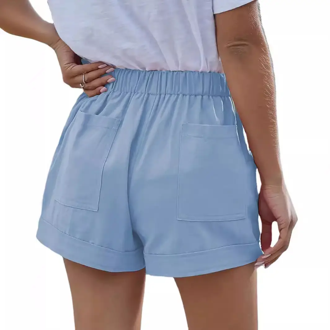 Women's Maroon High Waist Casual Shorts 2025 Summer - Image 19