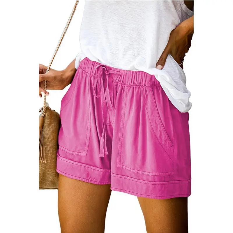Women's Maroon High Waist Casual Shorts 2025 Summer - Image 11