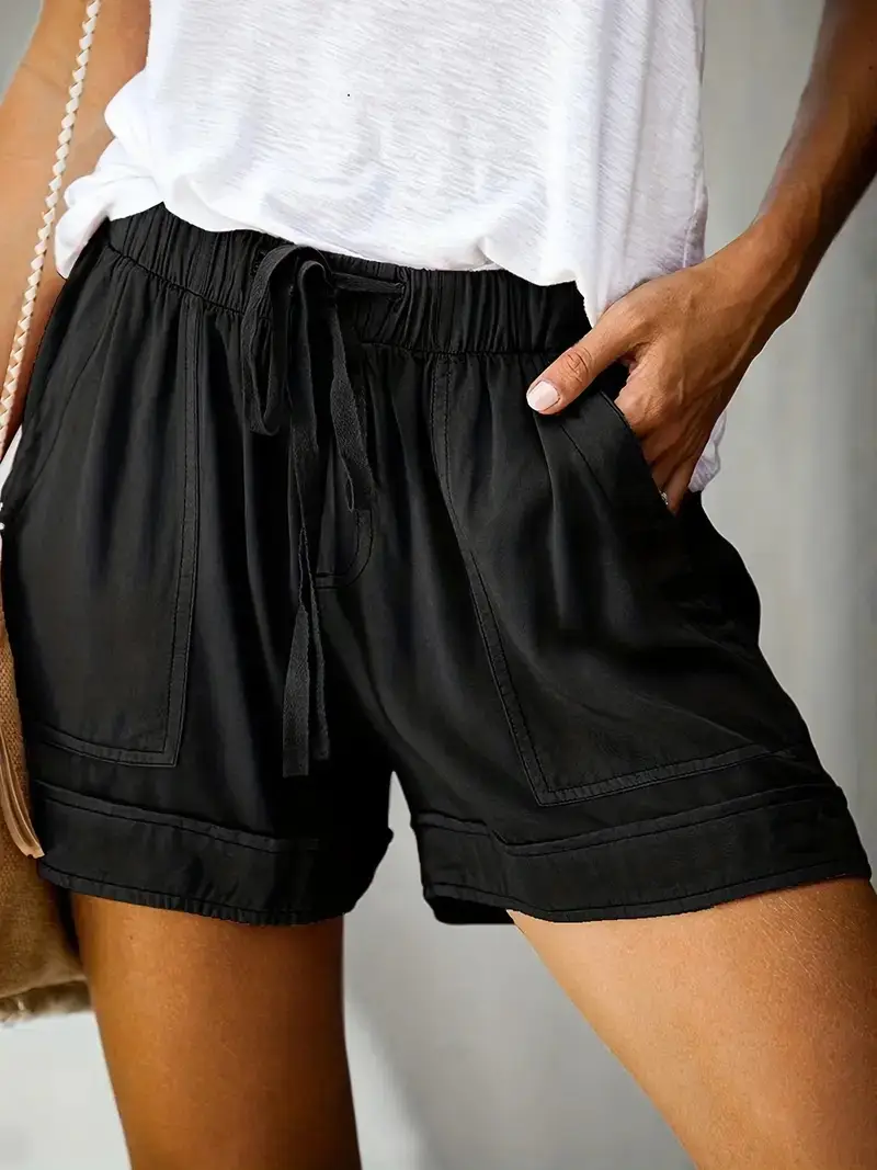 Women's Maroon High Waist Casual Shorts 2025 Summer - Image 3