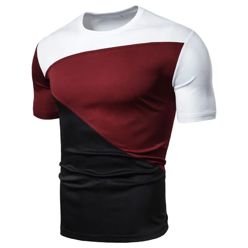 Men Cross Color Spliced Short Sleeve T-Shirt