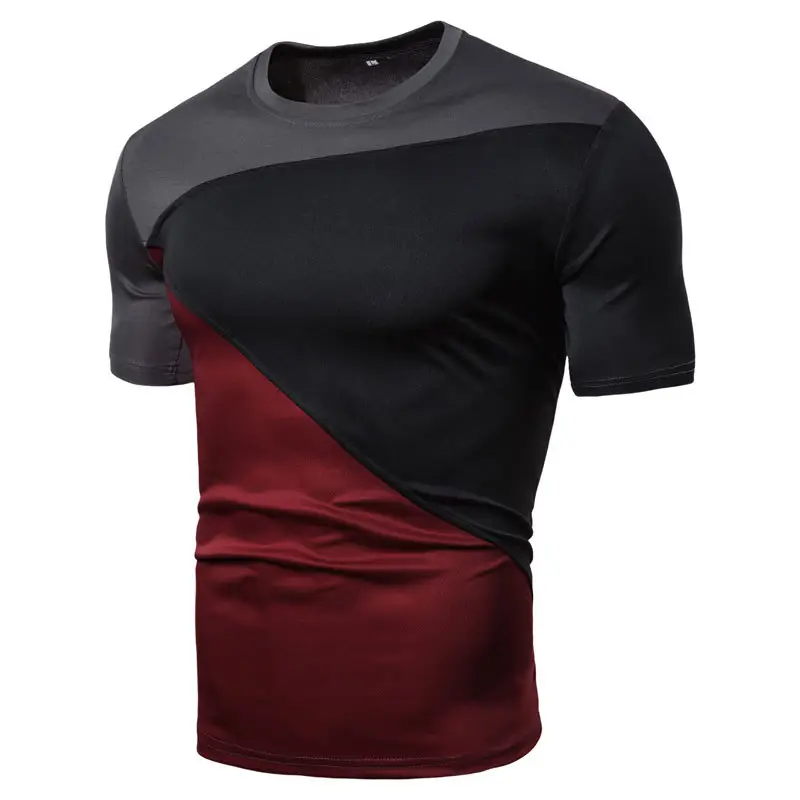 Men Cross Color Spliced Short Sleeve T-Shirt