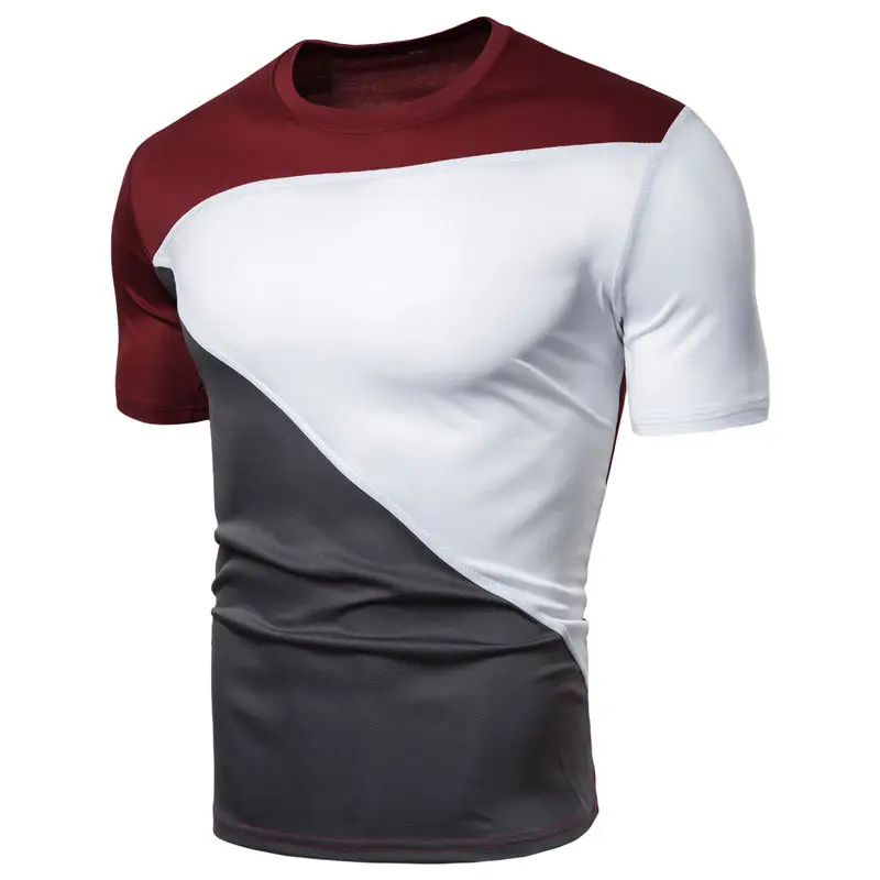 Men Cross Color Spliced Short Sleeve T-Shirt — feature 5