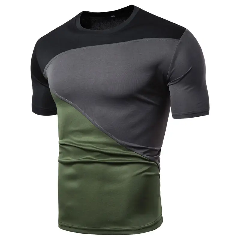 Men Cross Color Spliced Short Sleeve T-Shirt — feature 7