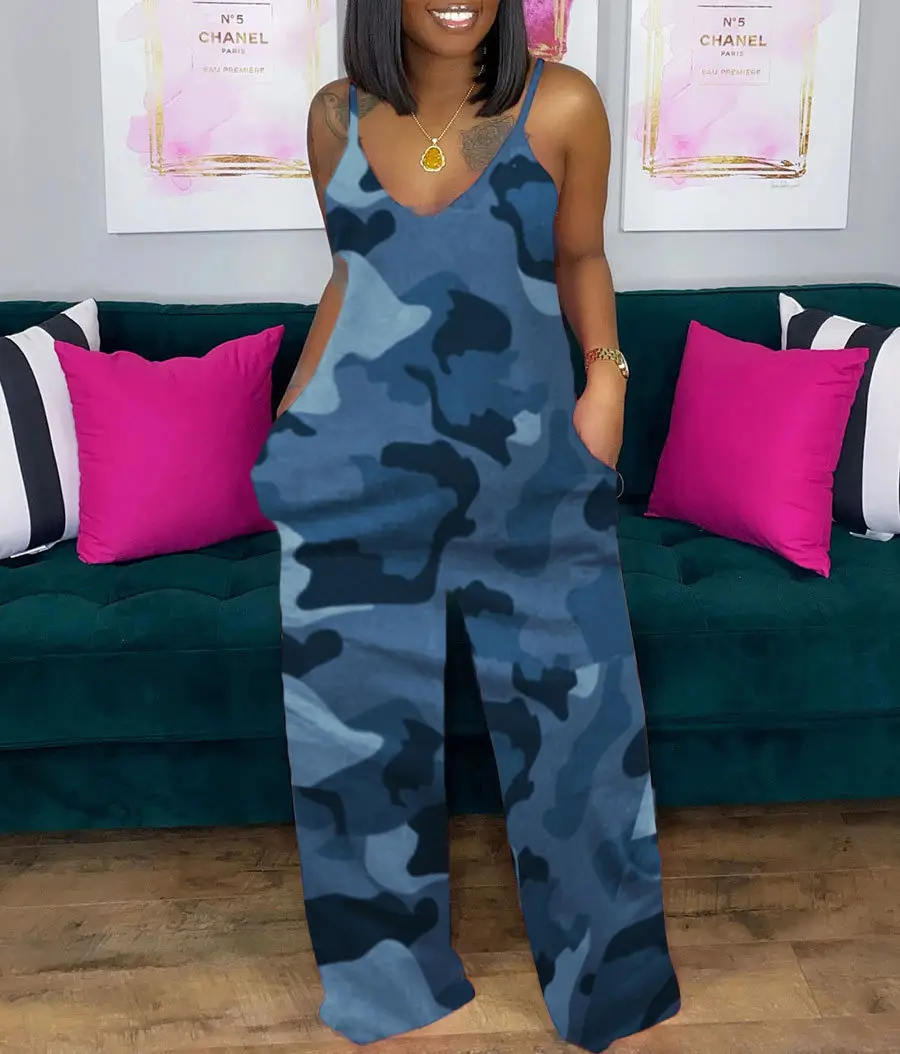 Women Tie-Dye Camo Summer Dress V-Neck Sling Loose Fit - Image 8