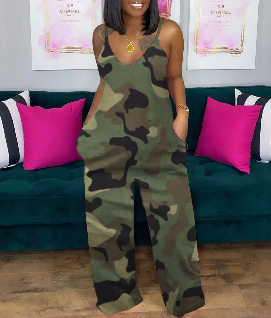 Women Tie-Dye Camo Summer Dress V-Neck Sling Loose Fit - Image 9