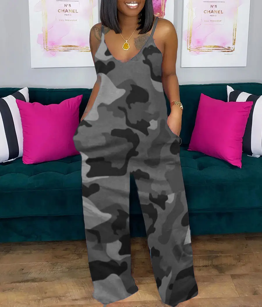 Women Tie-Dye Camo Summer Dress V-Neck Sling Loose Fit - Image 11