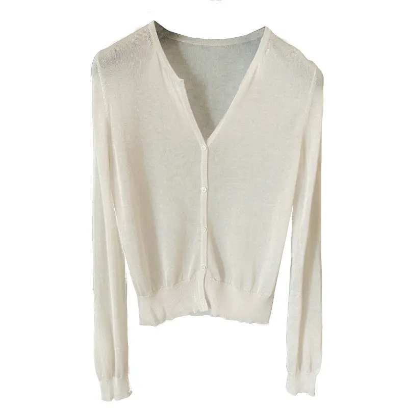 Women's Knitted Mustard Rice Grey Sweater with Silk Sleeve — feature 7