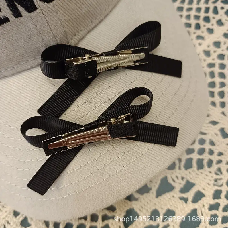 Korean-style Black Bow Hair Clips for Girls - Image 3