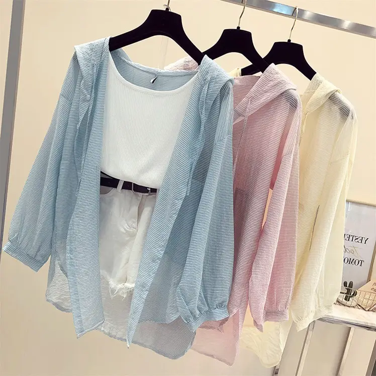 Light Blue Anti-Uv Hooded Cardigan for Women Mid-Length 2025 — feature 2