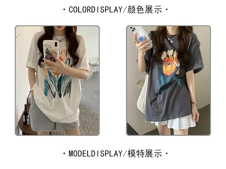 Women Printed T-Shirt Summer 2025 Large Retro Style — feature 2
