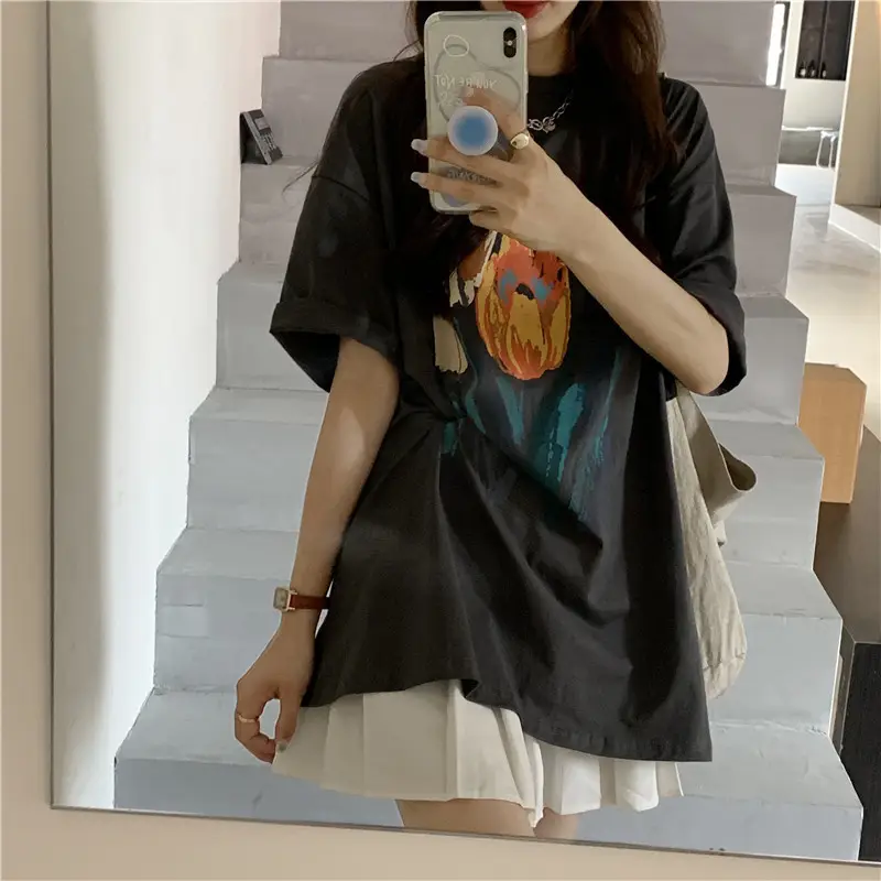 Women Printed T-Shirt Summer 2025 Large Retro Style — feature 21