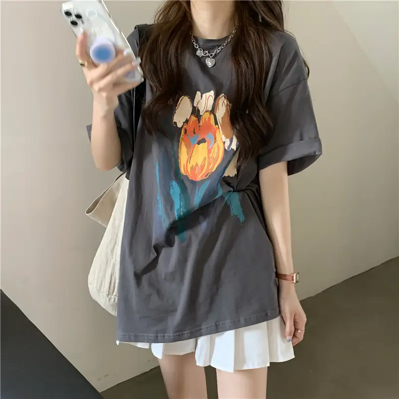 Women Printed T-Shirt Summer 2025 Large Retro Style — feature 5
