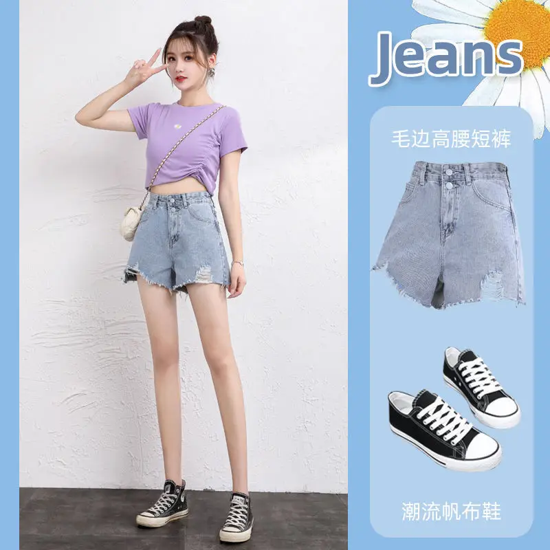 Women Denim Shorts High Waist Slimming 2021 — feature 1