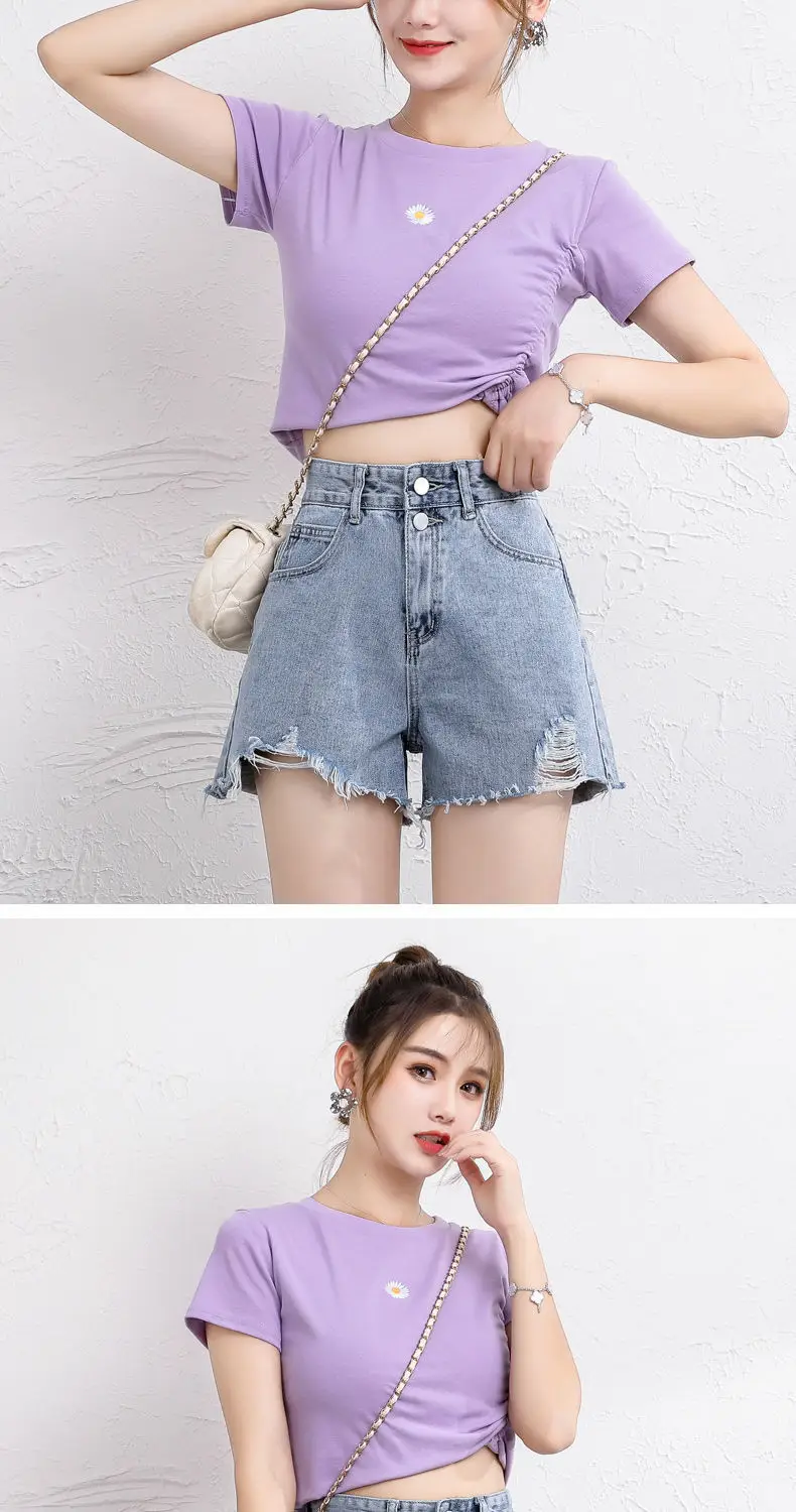 Women Denim Shorts High Waist Slimming 2021 — feature 14