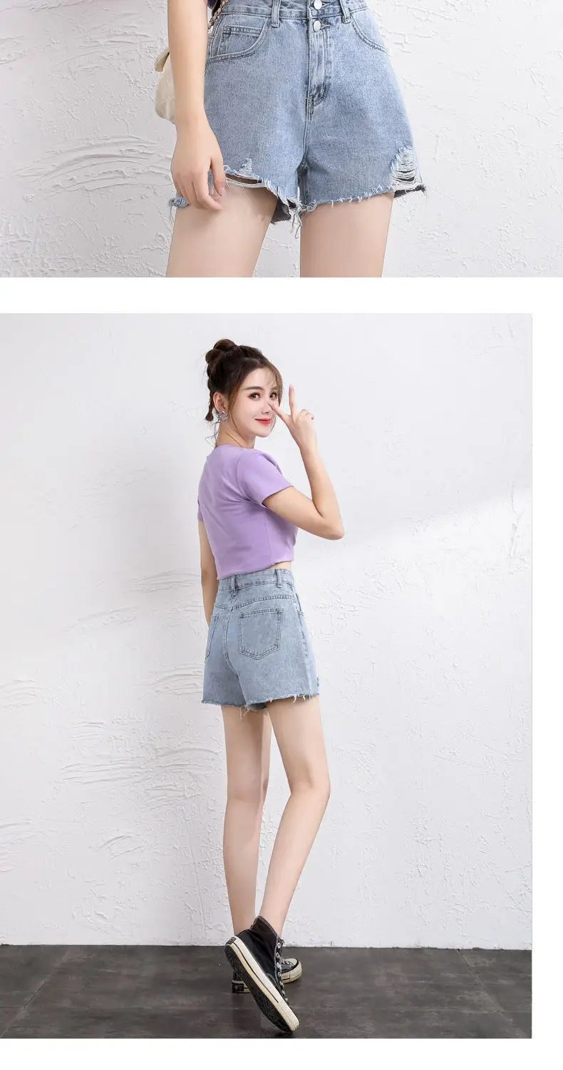 Women Denim Shorts High Waist Slimming 2021 — feature 15