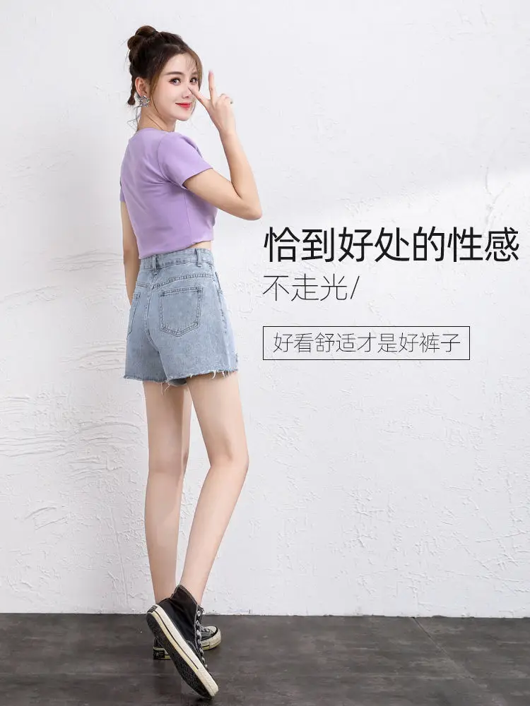 Women Denim Shorts High Waist Slimming 2021 — feature 16