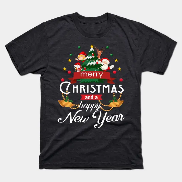 Men Blue Christmas T-Shirt Santa Snowman Design - Image 7
