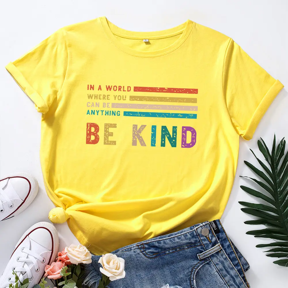 Green Letter Print T-Shirt for Women Loose Fit - Image 3