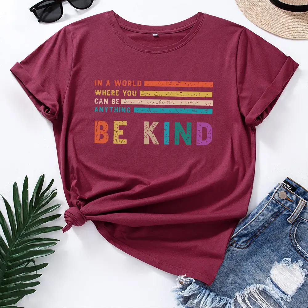 Green Letter Print T-Shirt for Women Loose Fit - Image 12