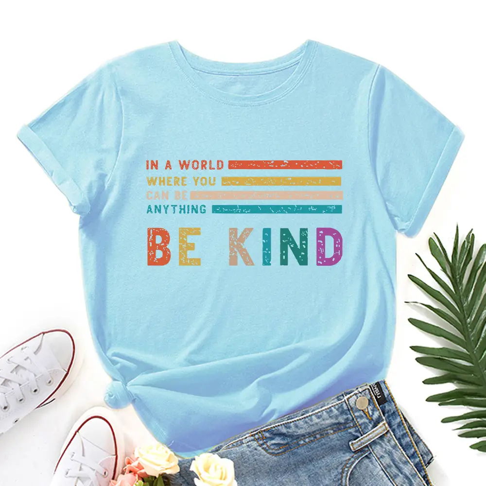 Green Letter Print T-Shirt for Women Loose Fit - Image 13