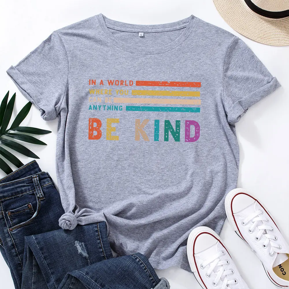 Green Letter Print T-Shirt for Women Loose Fit - Image 10