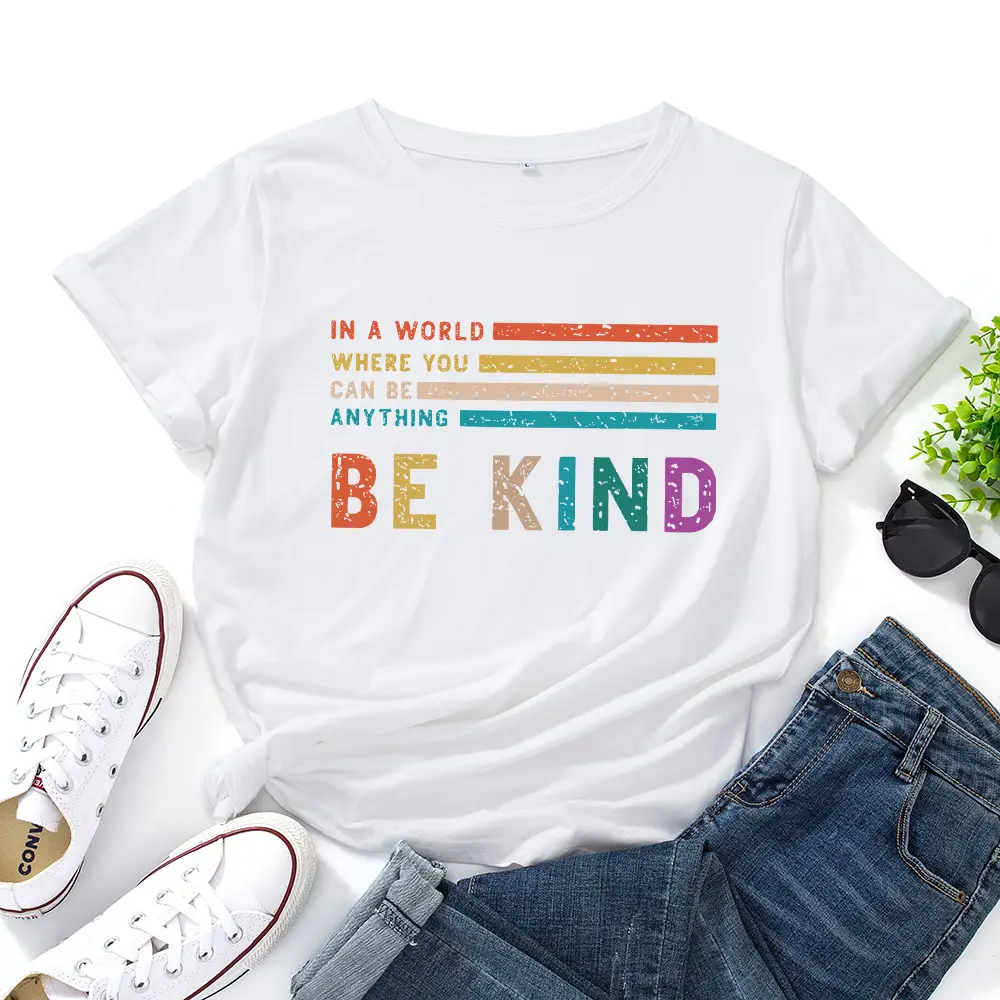 Green Letter Print T-Shirt for Women Loose Fit - Image 4