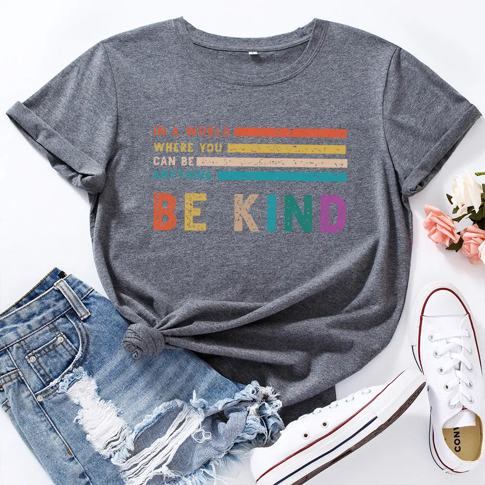 Green Letter Print T-Shirt for Women Loose Fit - Image 7