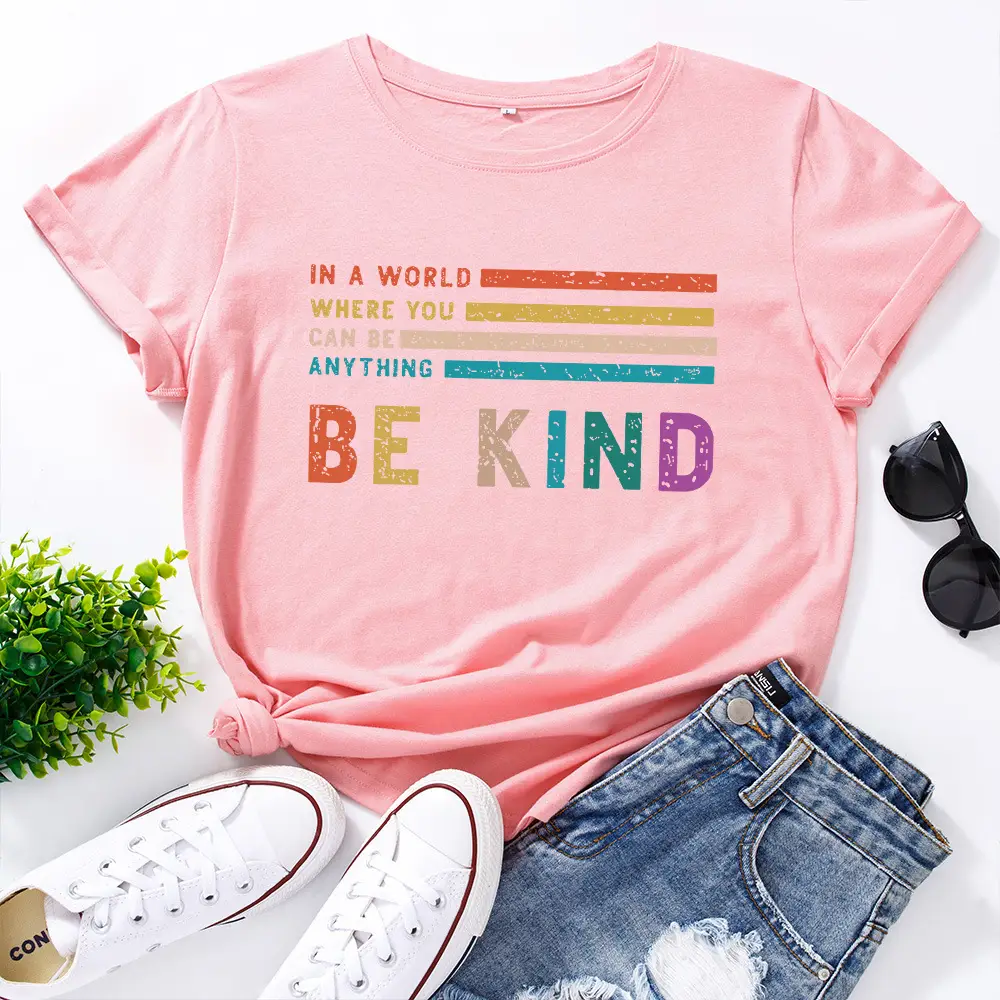 Green Letter Print T-Shirt for Women Loose Fit - Image 8