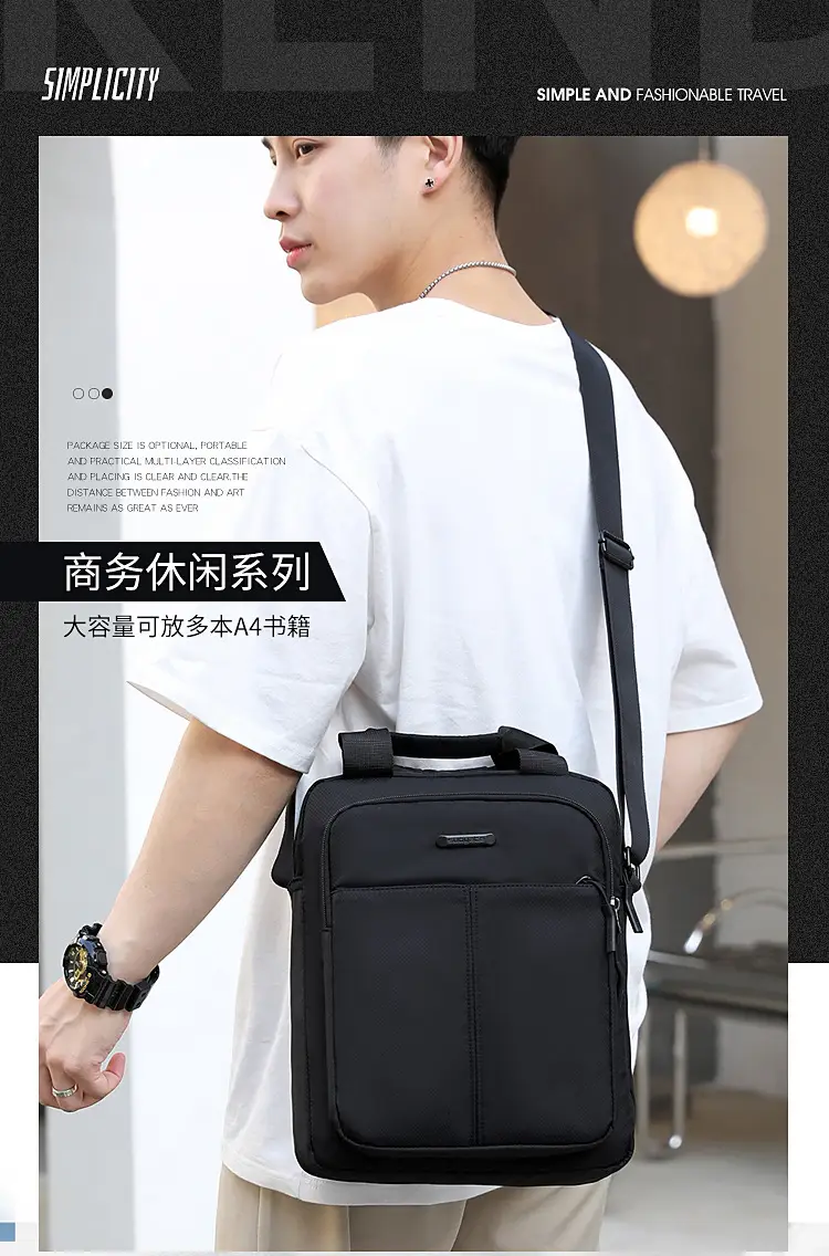 Men's Black Shoulder Bag Large Capacity 3 Colors — feature 2