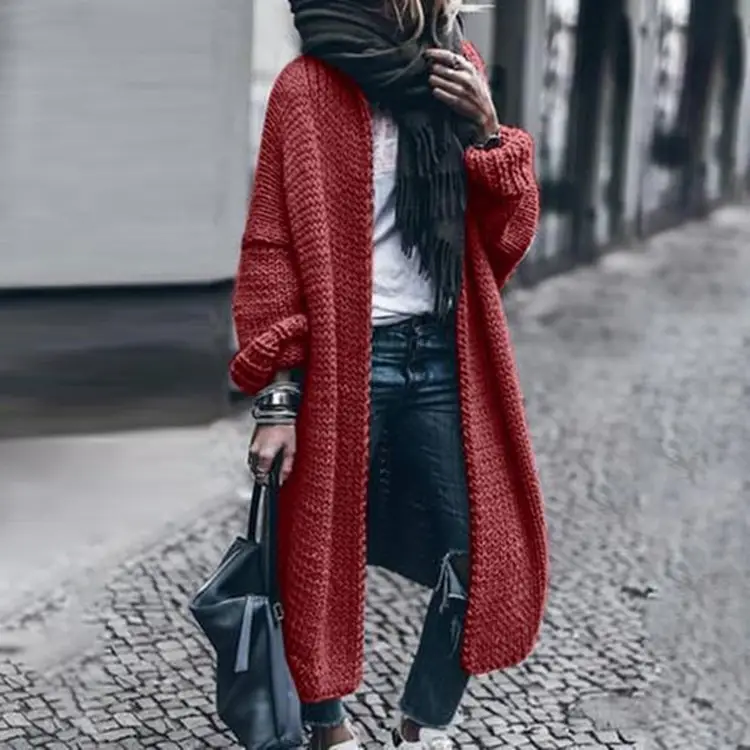 Long Sleeve Knitted Cardigan Blue Casual Wear - Image 12