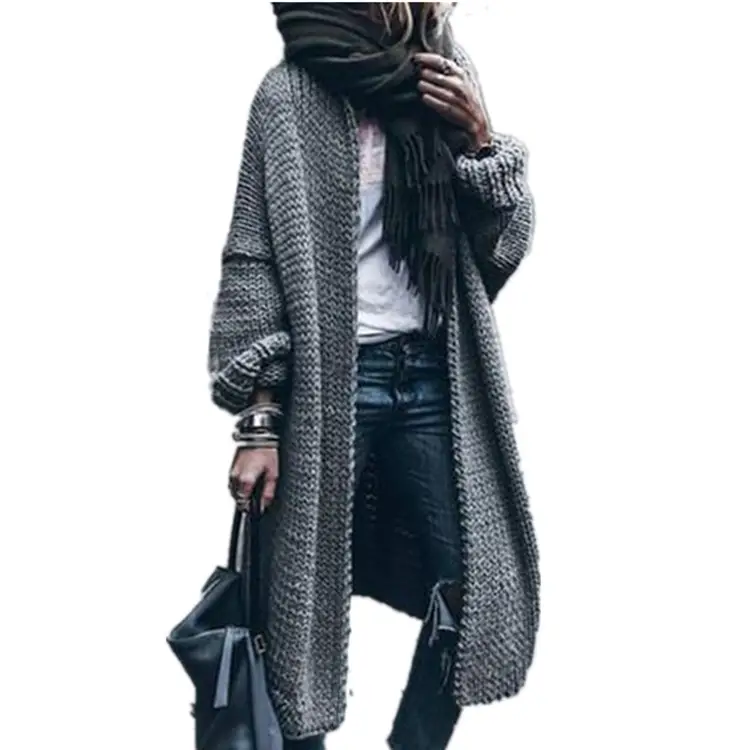 Long Sleeve Knitted Cardigan Blue Casual Wear - Image 15