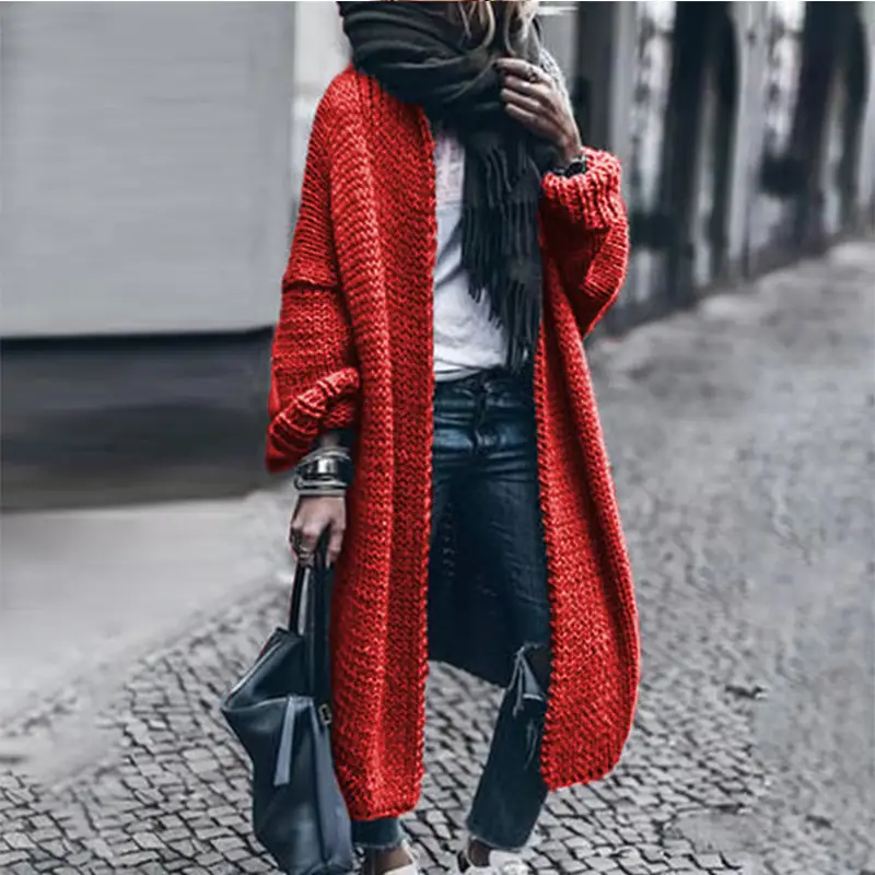Long Sleeve Knitted Cardigan Blue Casual Wear - Image 6