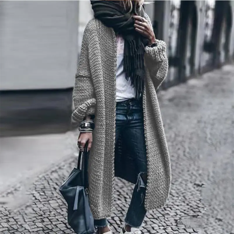 Long Sleeve Knitted Cardigan Blue Casual Wear - Image 7
