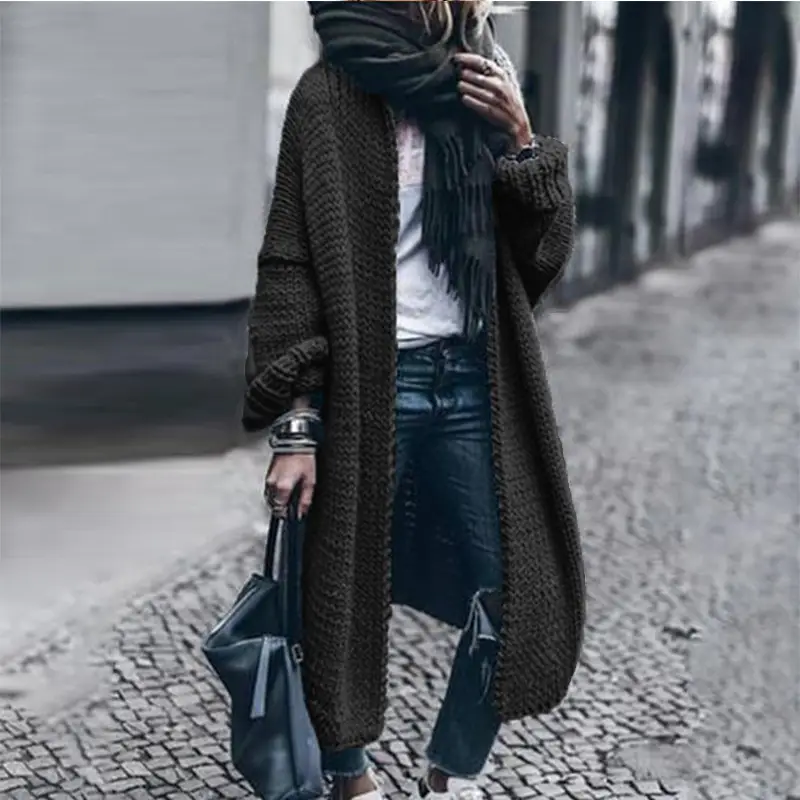 Long Sleeve Knitted Cardigan Blue Casual Wear - Image 8