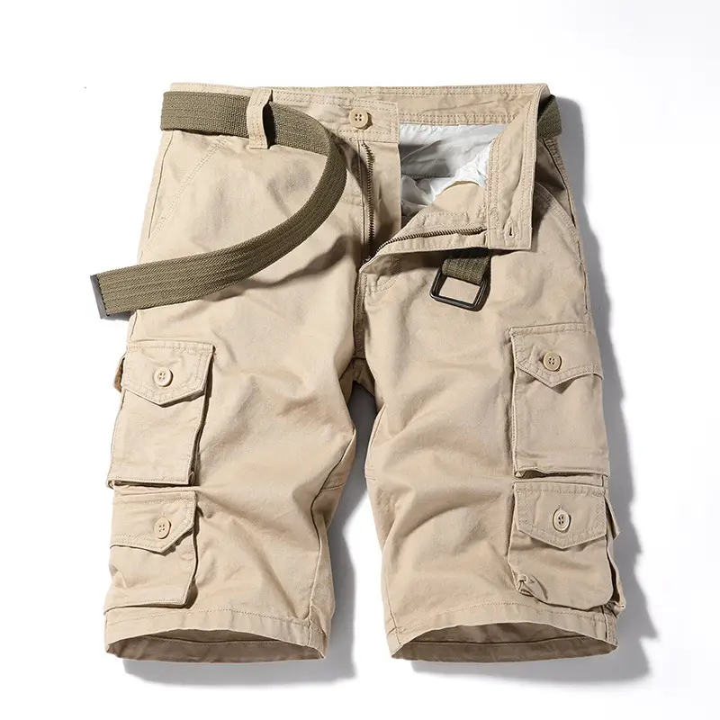 Men's Tan Cargo Shorts with Belt & 6-Pocket Design - Image 6