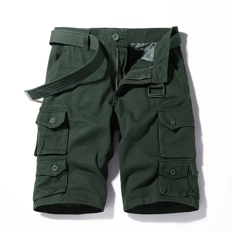 Men's Tan Cargo Shorts with Belt & 6-Pocket Design - Image 9