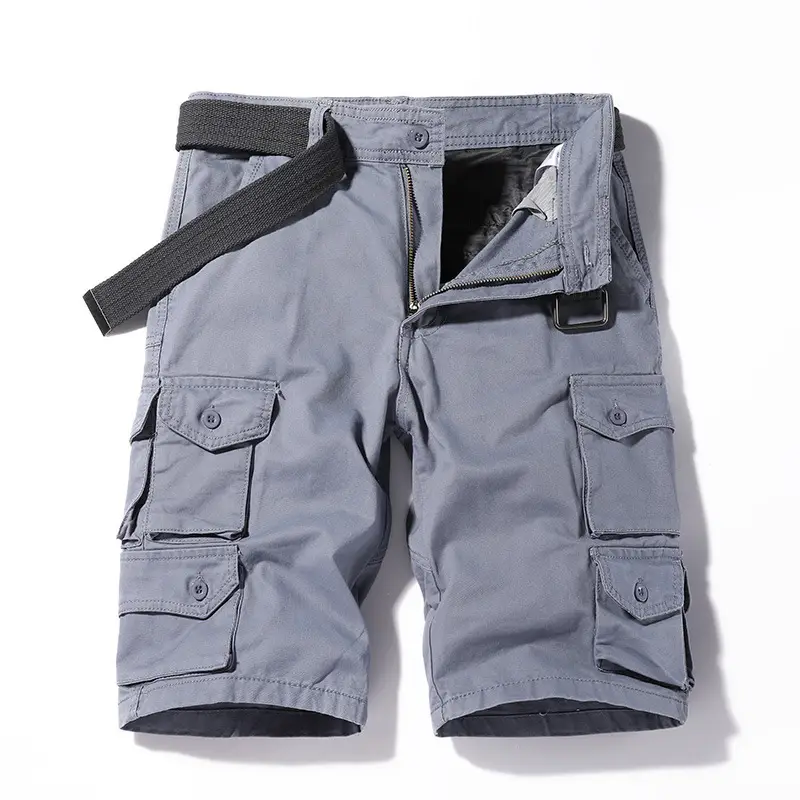 Men's Tan Cargo Shorts with Belt & 6-Pocket Design - Image 2