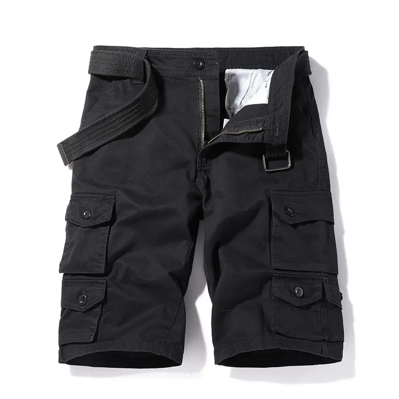 Men's Tan Cargo Shorts with Belt & 6-Pocket Design - Image 3