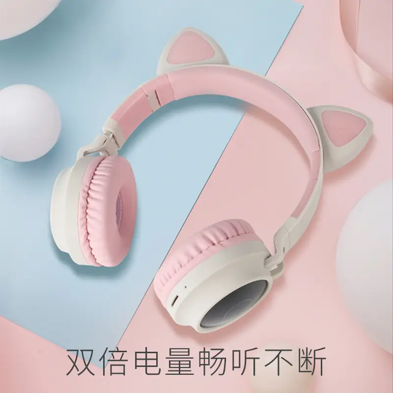 Cat Ears Bluetooth Headset Purple Wireless Mobile Phone