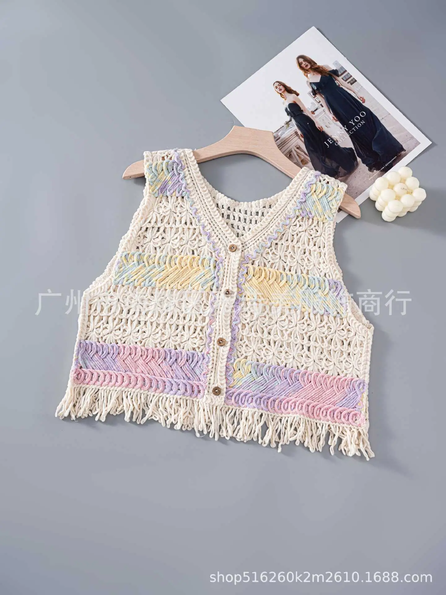 New Spring Women's Knitted Embroidery Vest Coat Ethnic Style