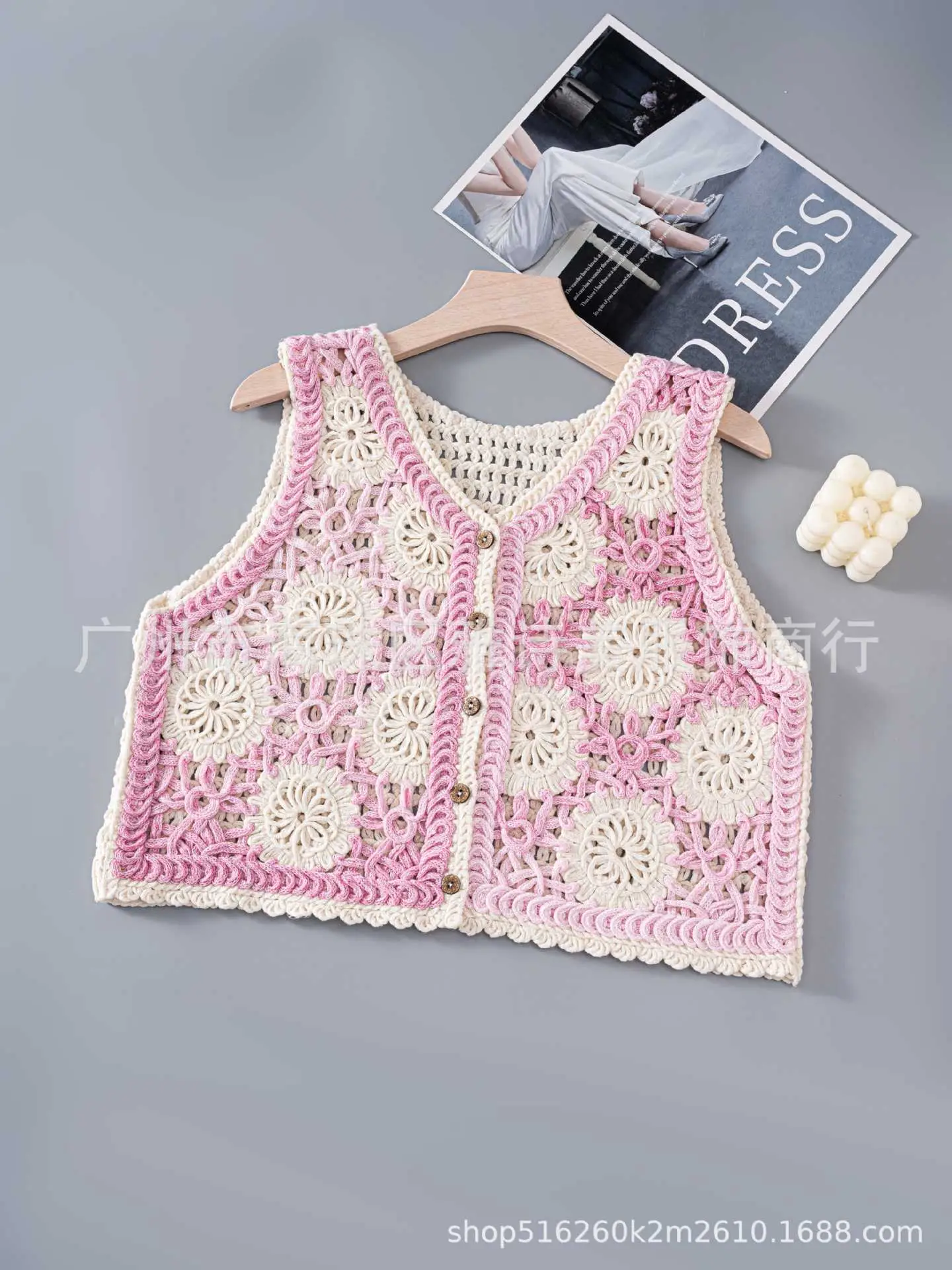 New Spring Women's Knitted Embroidery Vest Coat Ethnic Style
