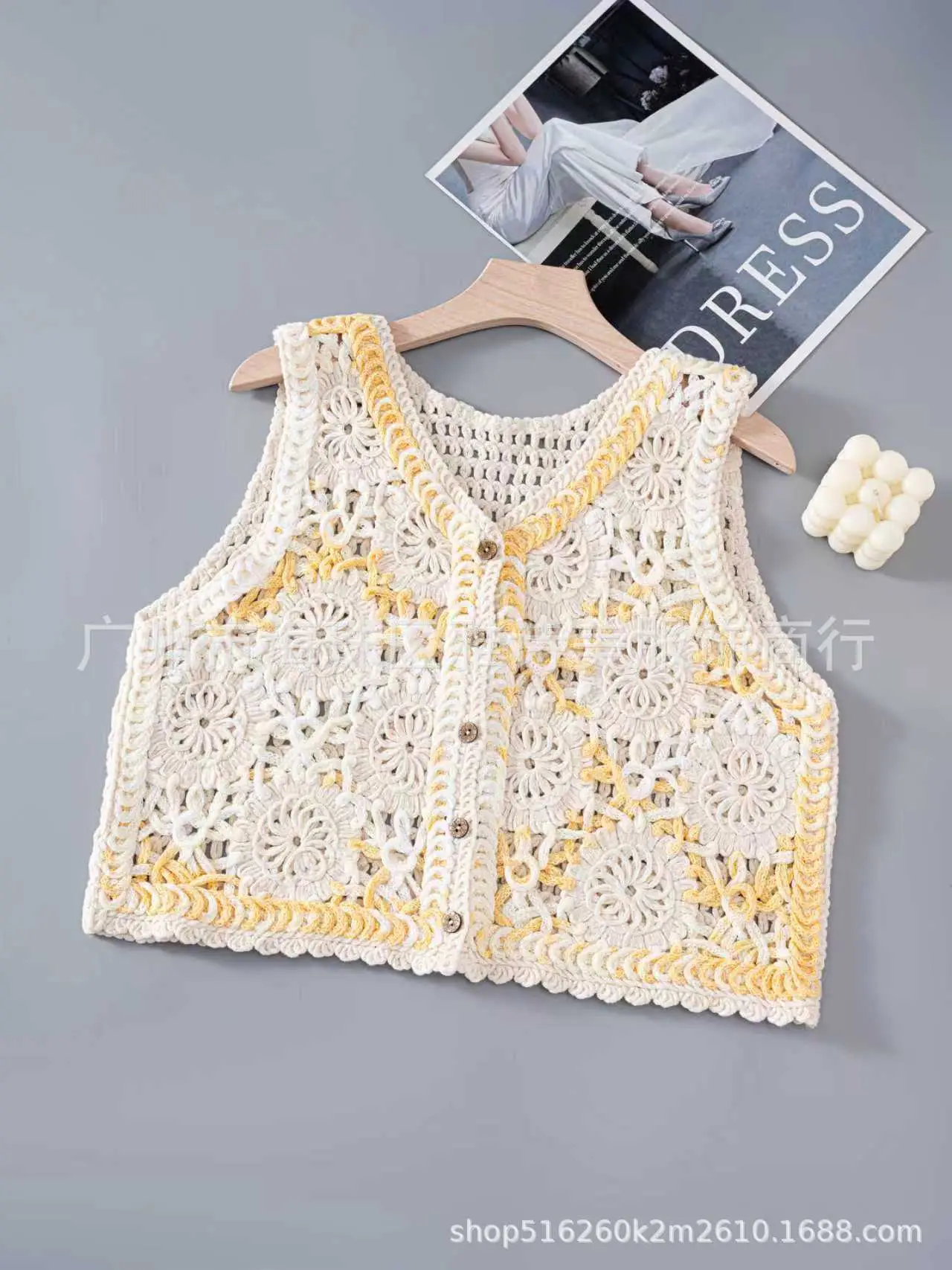 New Spring Women's Knitted Embroidery Vest Coat Ethnic Style