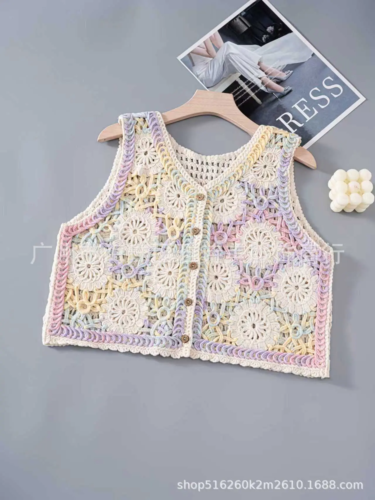 New Spring Women's Knitted Embroidery Vest Coat Ethnic Style